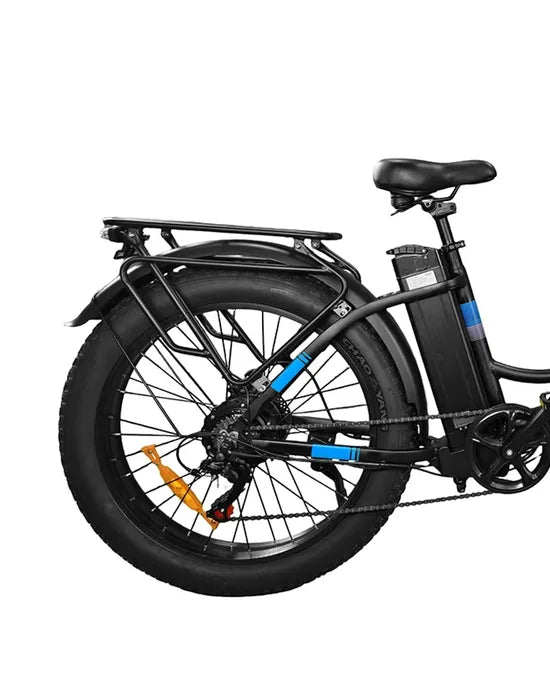 LOOKROAD L26 MIN electric bike rear wheel, drivetrain and frame detail