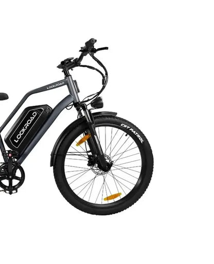 LOOKROAD L28 Max electric bike front wheel, fork and brake detail