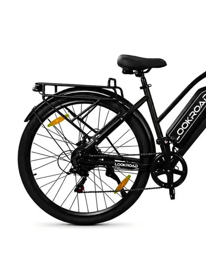 LOOKROAD L28 electric bike rear wheel, drivetrain and frame detail