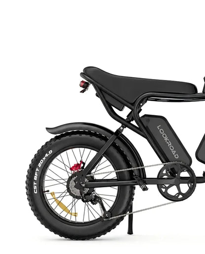 LOOKROAD PRO30 electric bike rear wheel, drivetrain and frame detail