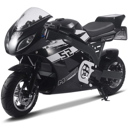 MotoTec 1000W 48V Electric Superbike — Black complete product on white background
