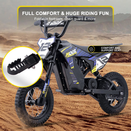 MotoTec 300W electric dirt bike controls and frame