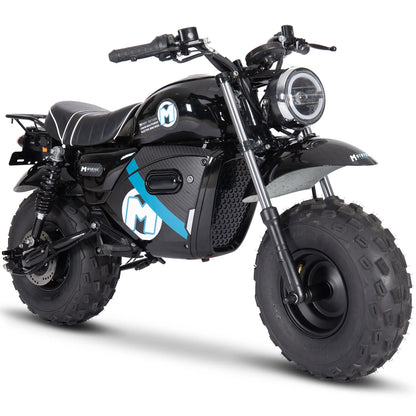 MotoTec 60V 1500W Electric Powered Mini Bike Lithium — Black complete product on white background