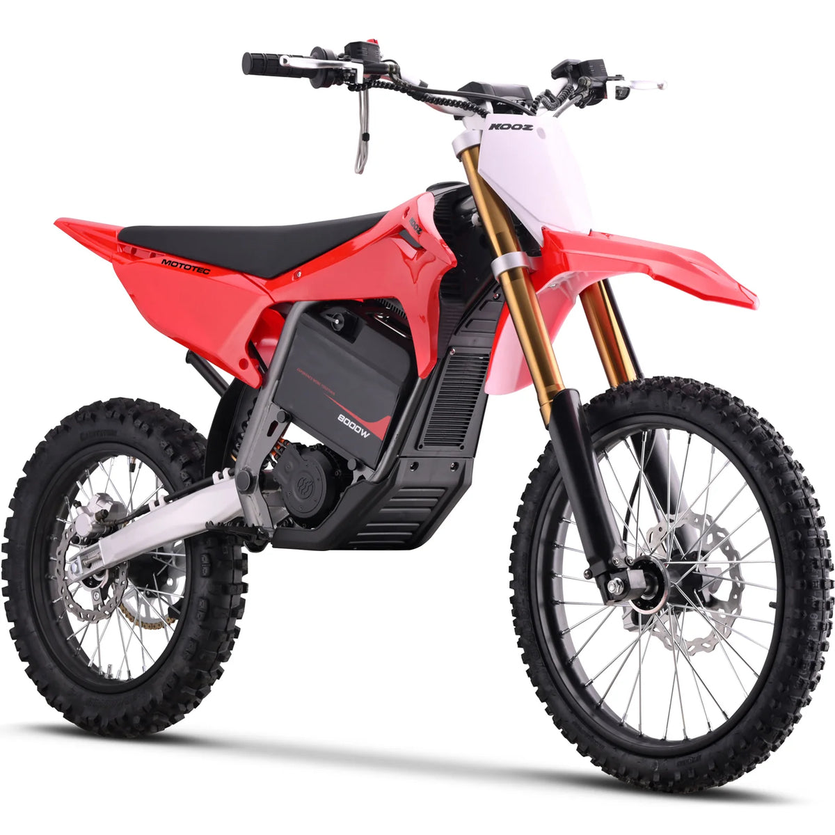 MotoTec 72V 8000W Pro Electric Dirt Bike 19/16 Lithium — Red complete product on white background