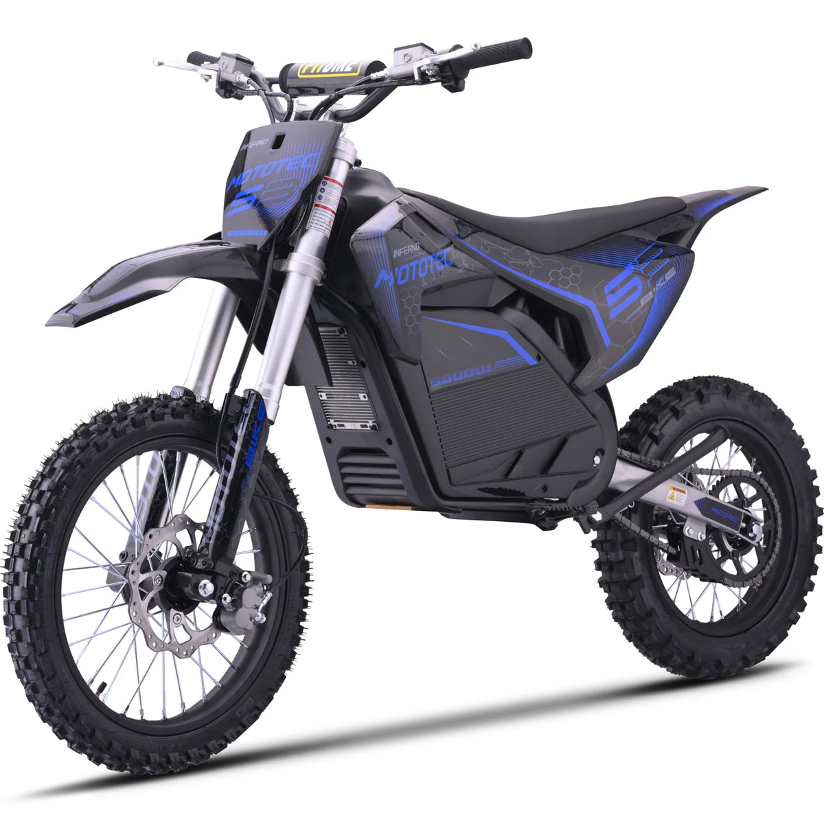 MotoTec 72V Pro Electric Dirt Bike 5000W Lithium — Blue supplier product view 6