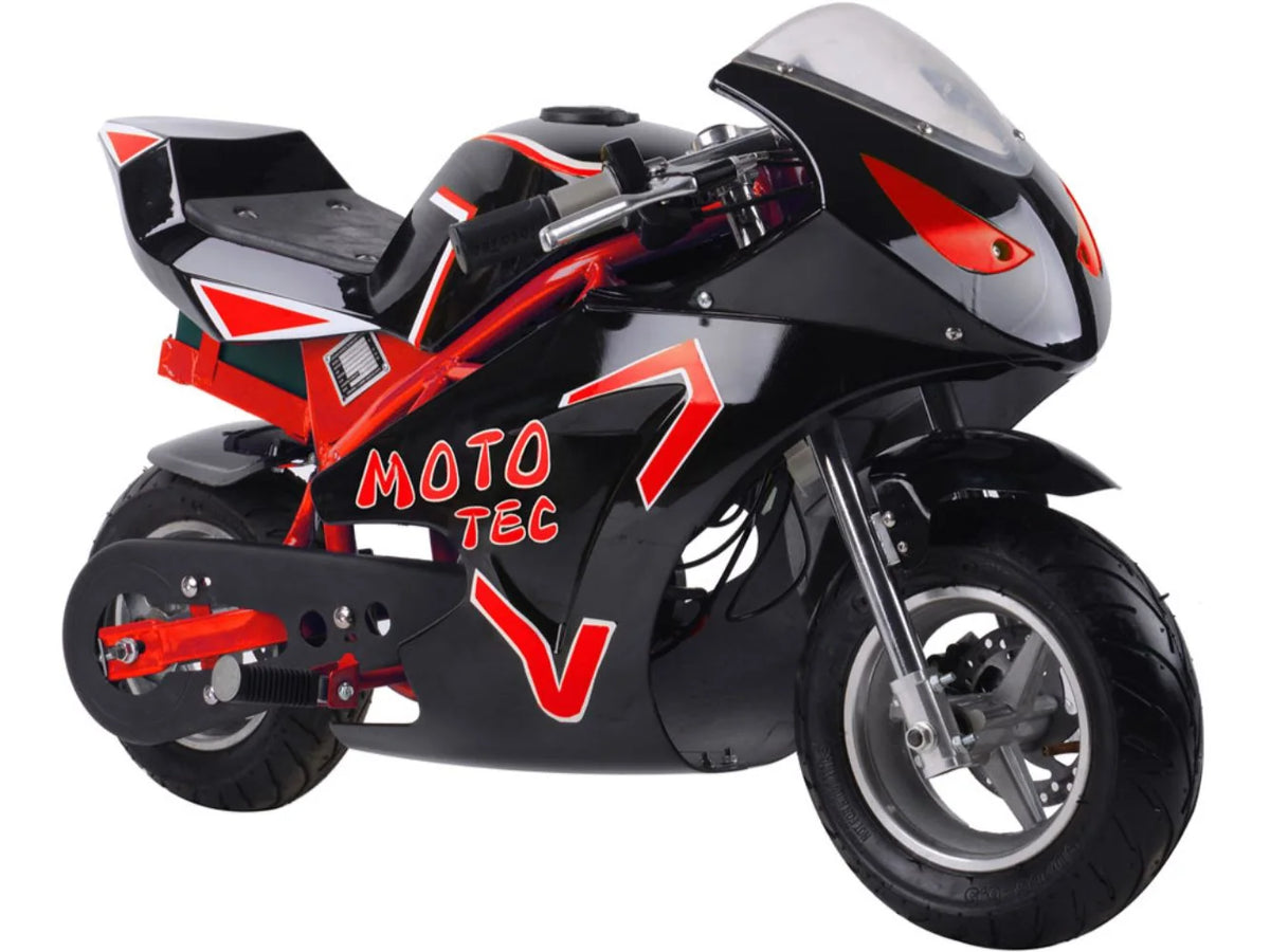MotoTec Electric Pocket Bike GT 36V 500W — Red complete product on white background