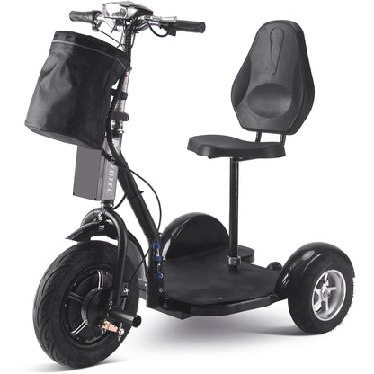 MotoTec Electric Trike 48V 1000W Lithium — Black complete product on white background