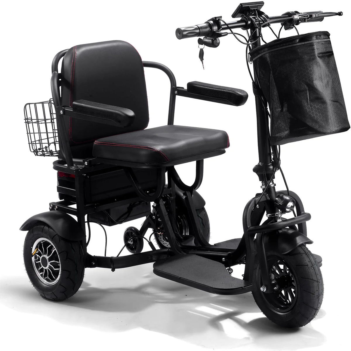 MotoTec Folding Mobility Electric Trike 48V 1000W Dual Motor Lithium — Black supplier product view 2