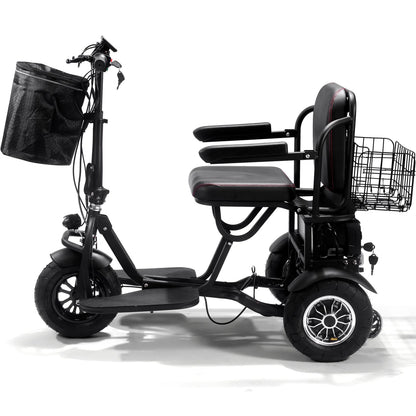 MotoTec Folding Mobility Electric Trike 48V 1000W Dual Motor Lithium — Black supplier product view 3