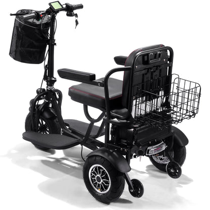 MotoTec Folding Mobility Electric Trike 48V 1000W Dual Motor Lithium — Black supplier product view 4