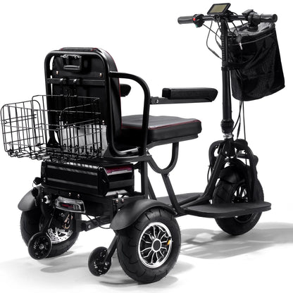 MotoTec Folding Mobility Electric Trike 48V 1000W Dual Motor Lithium — Black supplier product view 5