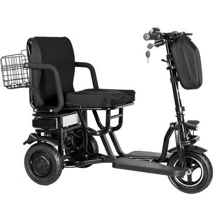 MotoTec Folding Mobility Electric Trike 48V 700W Dual Motor Lithium — Black supplier product view 3