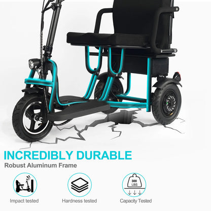 MotoTec Folding Mobility Electric Trike 48V 700W Dual Motor Lithium — Black supplier product view 6