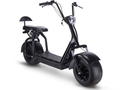 MotoTec Knockout 60V 1000W Electric Scooter — Black complete product on white background