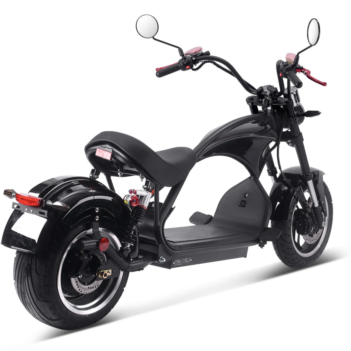 MotoTec Lowboy 60V 2500W electric scooter in Black, rear three-quarter view