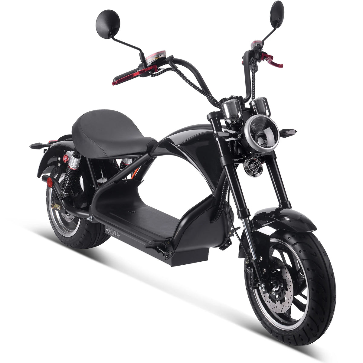 MotoTec Lowboy 60V 2500W electric scooter in Black, front three-quarter view