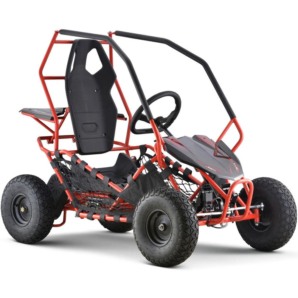 MotoTec Maverick 36V 1000W electric go-kart in Red, front three-quarter view