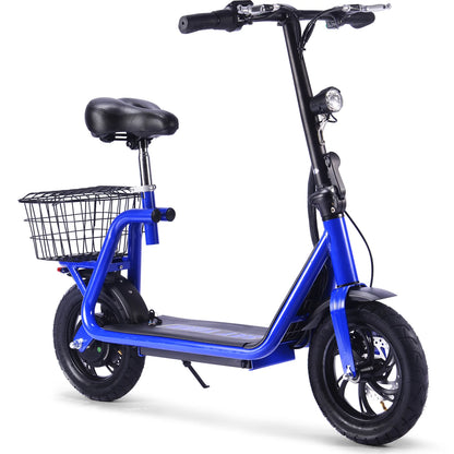 MotoTec Metro 36V 500W Lithium Electric Scooter — Blue complete product on white background