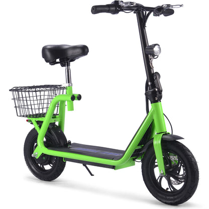 MotoTec Metro 36V 500W Lithium Electric Scooter — Green complete product on white background