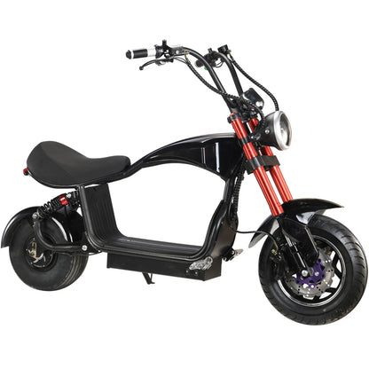 MotoTec Mini Lowboy 48V 800W Lithium Scooter — Black complete product on white background