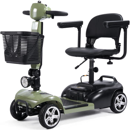 MotoTec Mobility PLUS 24V 250W electric scooter in Green, front three-quarter view