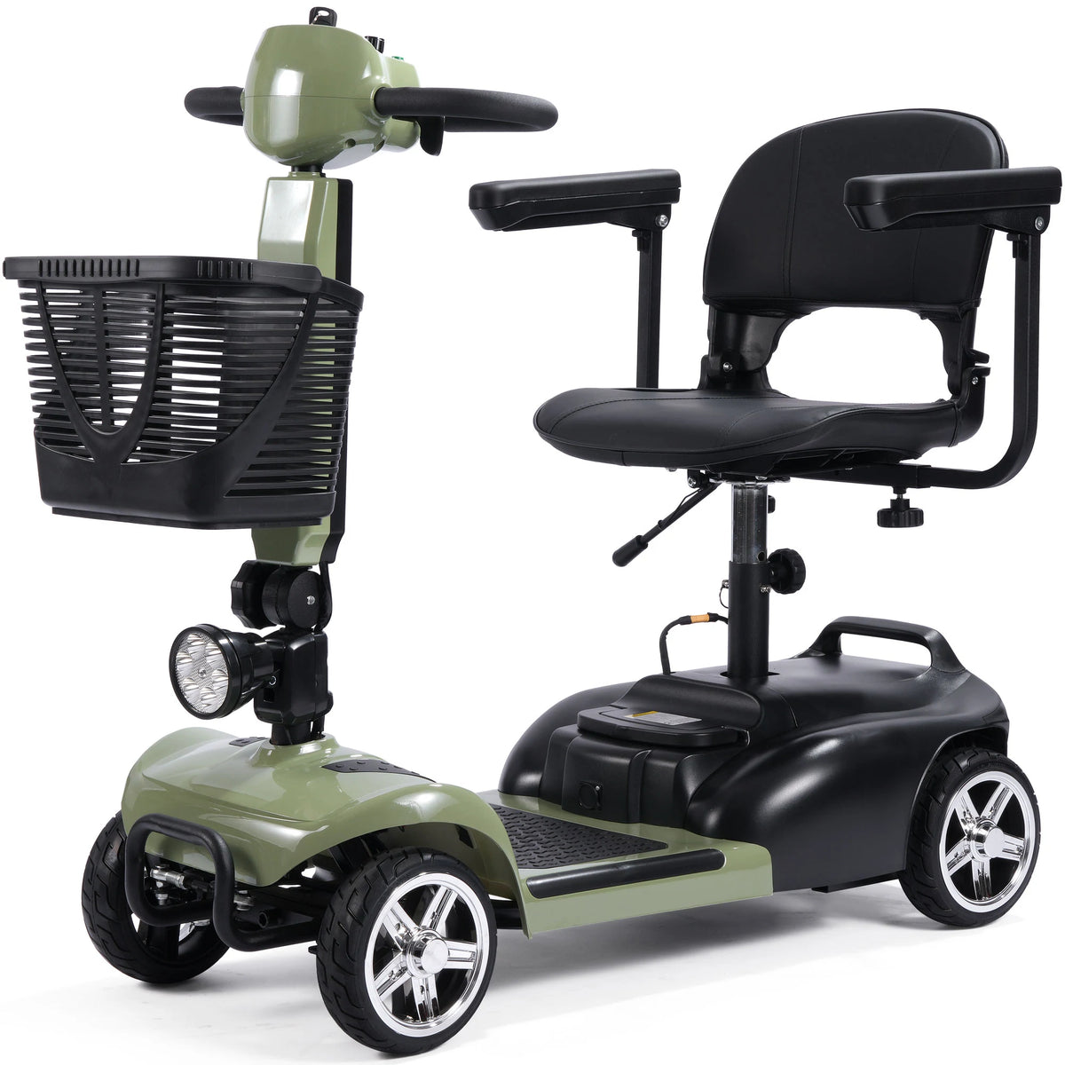 MotoTec Mobility PLUS 24V 250W electric scooter in Green, front three-quarter view