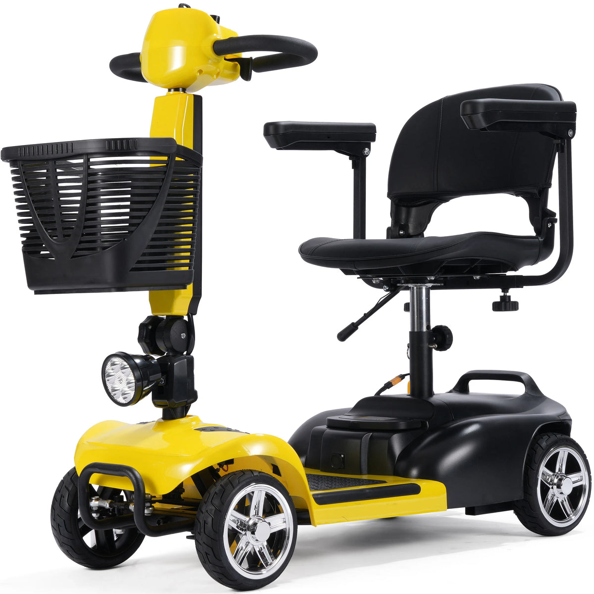 MotoTec Mobility PLUS 24V 250W electric scooter in Yellow, front three-quarter view