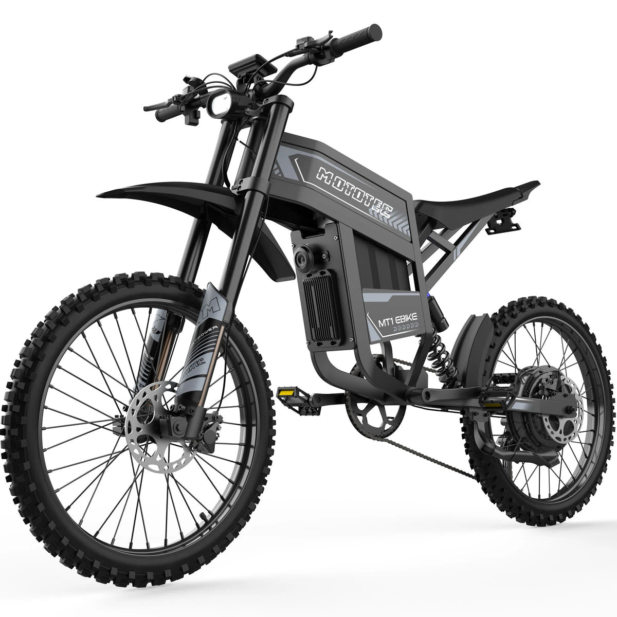 MotoTec MT1 Pro electric bike in Grey, front three-quarter view
