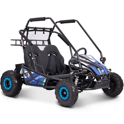 MotoTec Mud Monster XL 60V 2000W Electric Go Kart Full Suspension — Blue complete product on white background