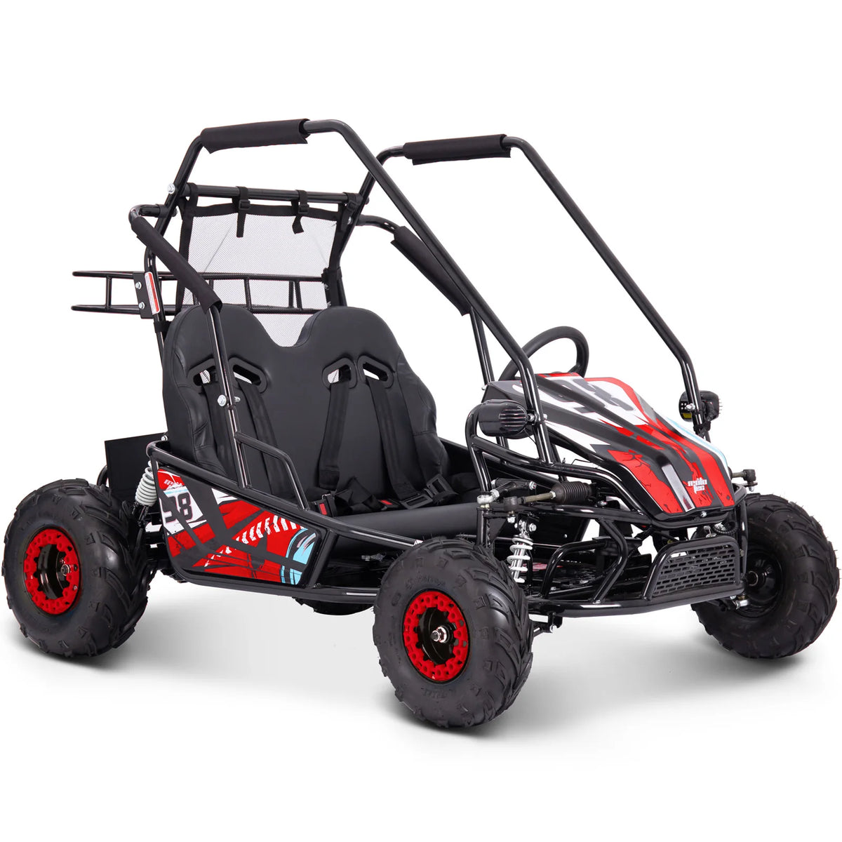 MotoTec Mud Monster XL 60V 2000W Electric Go Kart Full Suspension — Red complete product on white background
