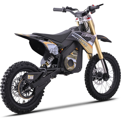 MotoTec Pro 48V 1800W electric dirt bike in orange, opposite rear three-quarter view on a white background