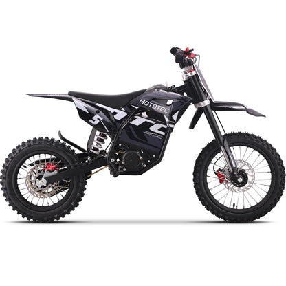 MotoTec Pro 60V 2000W electric dirt bike in grey, right side view on a white background