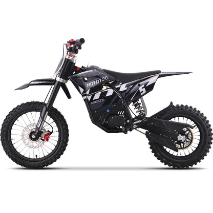 MotoTec Pro 60V 2000W electric dirt bike in grey, left side view on a white background