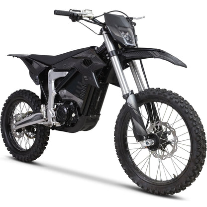 MotoTec Venom 72V 12000W Peak Electric Dirt Bike — Black complete product on white background