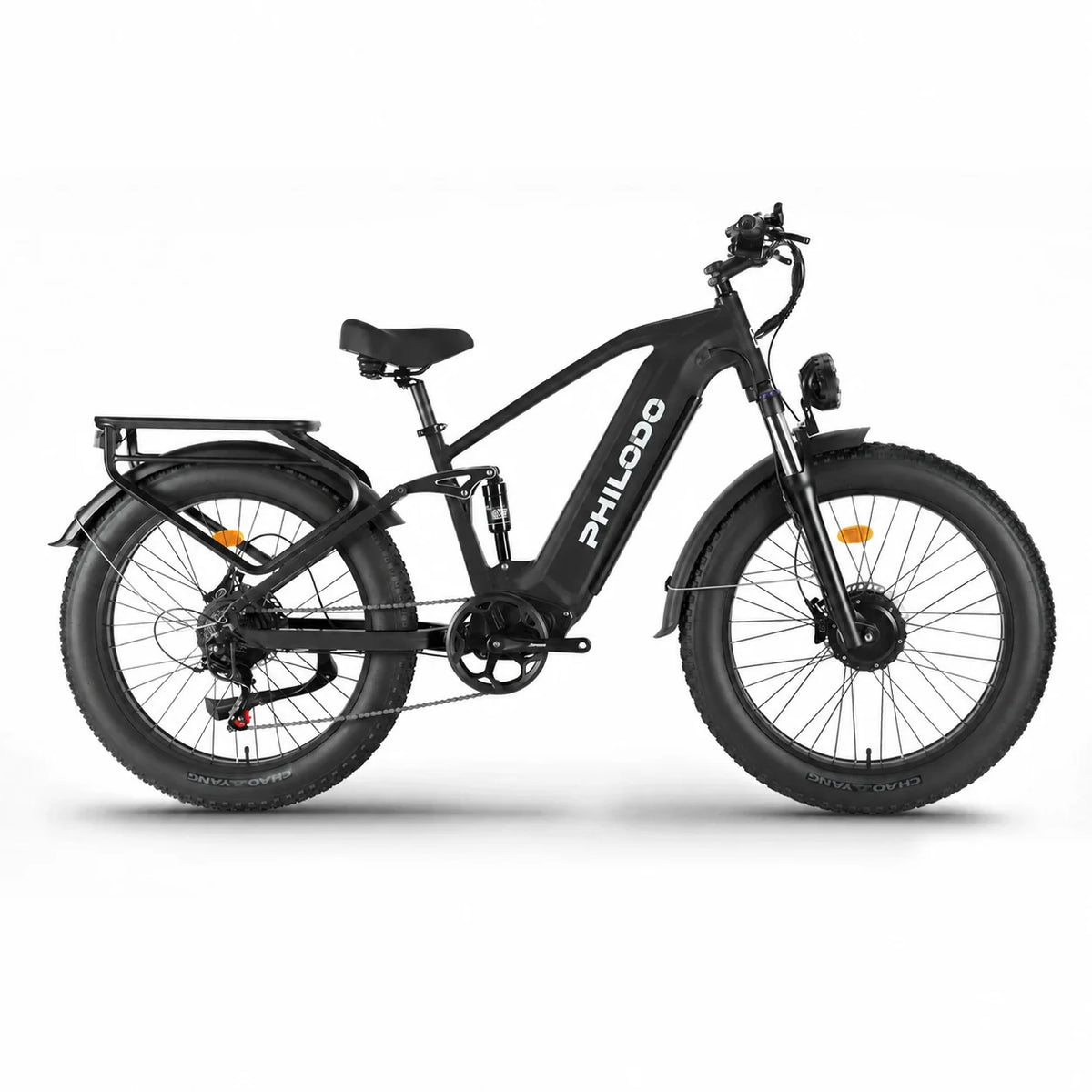 PHILODO Falcon Step-Over Black electric bike, side view on white
