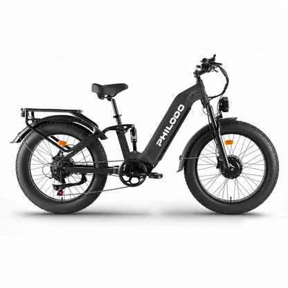 PHILODO Falcon Step-Thru Black electric bike, side view on white