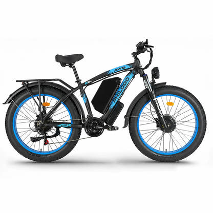 PHILODO H8 60V Blue electric fat-tire bike, side view on white
