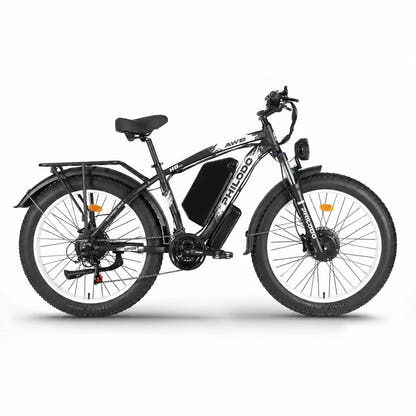 PHILODO H8 60V White electric fat-tire bike, side view on white