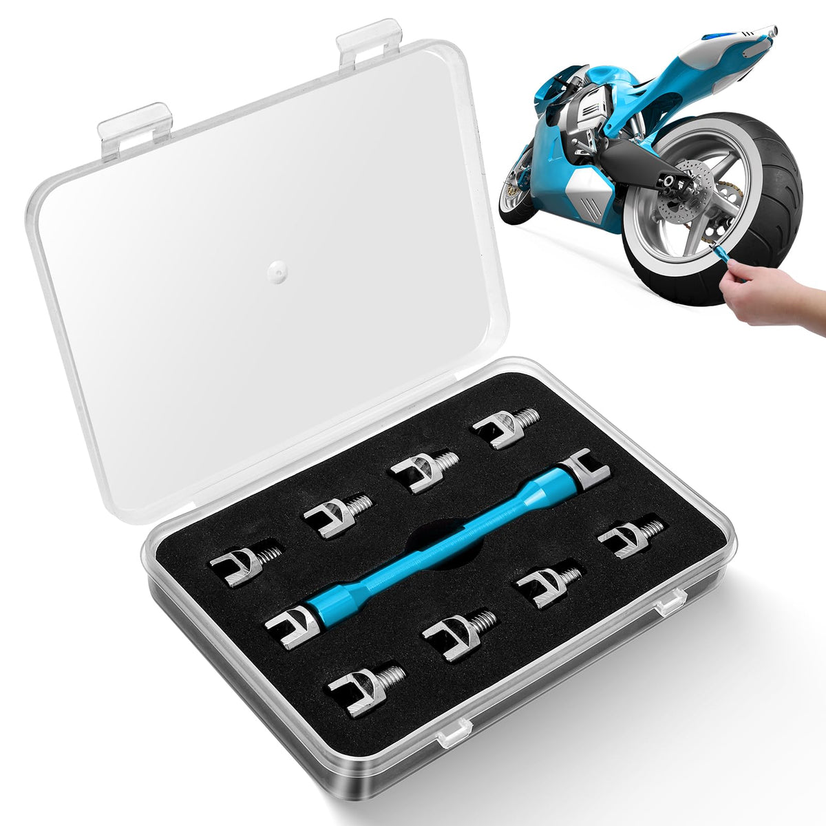 Motorcycle Spoke Wrench with Interchangeable Tips