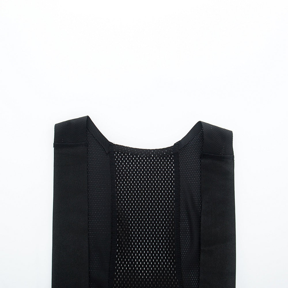 Cycling bib shorts shoulder and mesh-panel detail