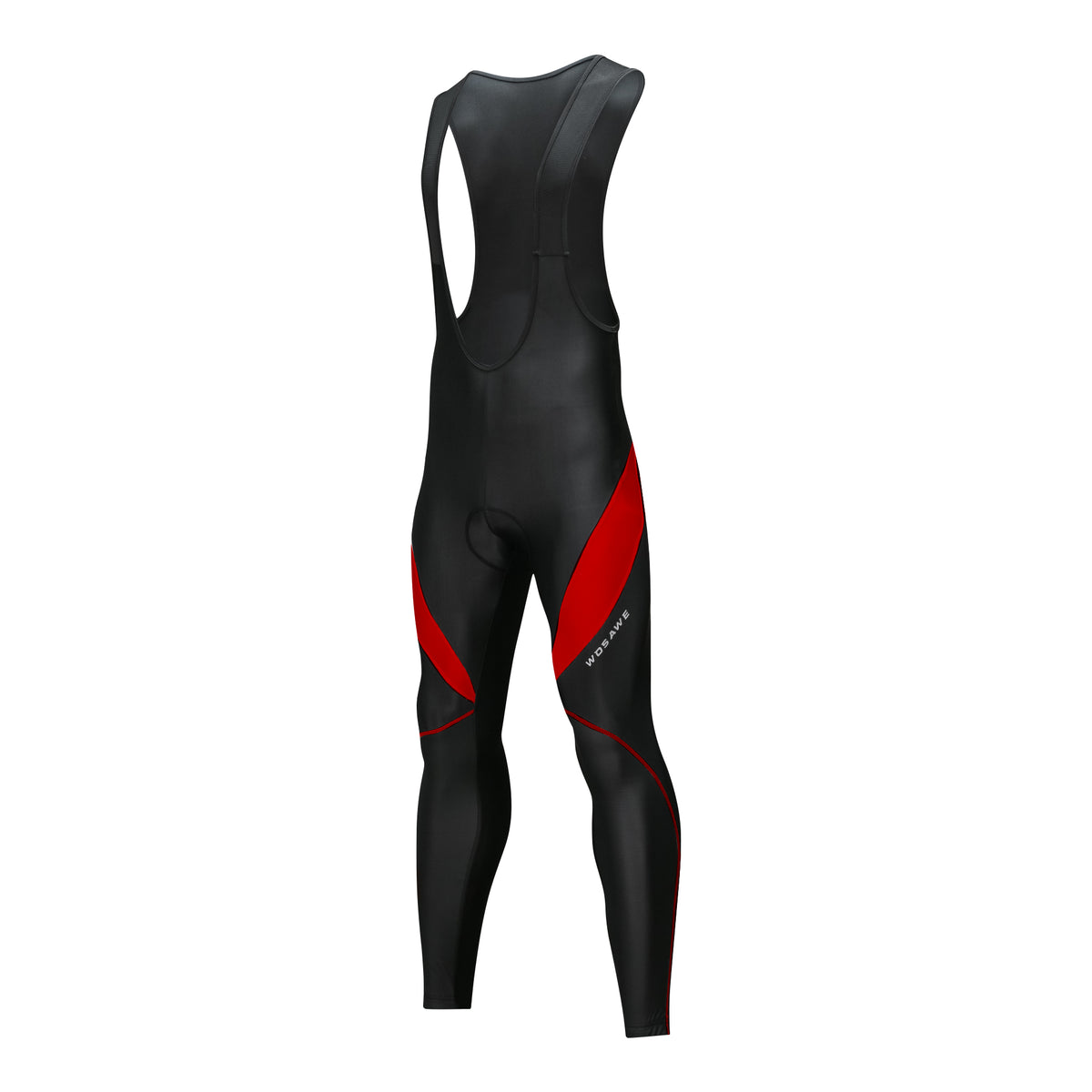 Black thermal cycling bib tights with red accents