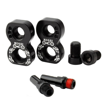 Black V-brake extender pair with mounting pieces