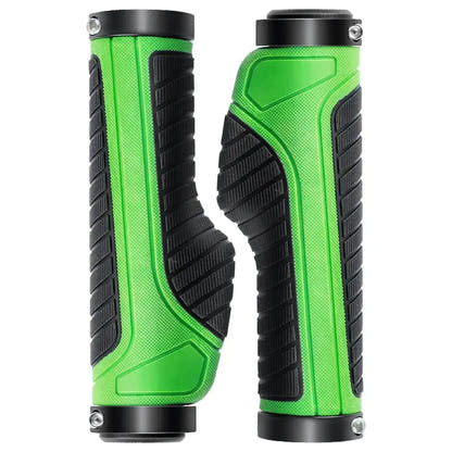 Green dual lock-on bicycle handlebar grips, exact supplier SKU photograph