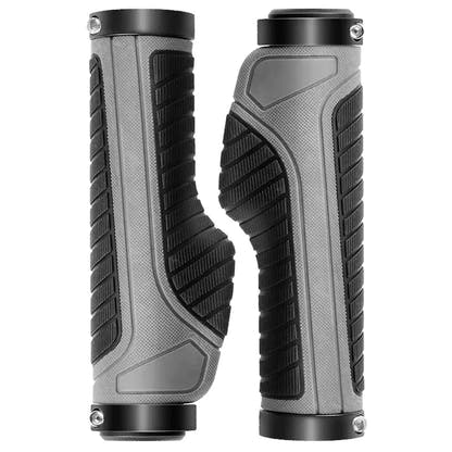 Grey dual lock-on bicycle handlebar grips, exact supplier SKU photograph