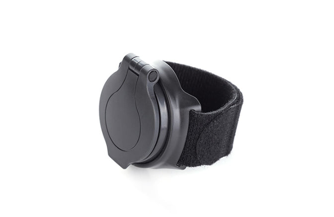 Single Black wrist mirror closed, side view