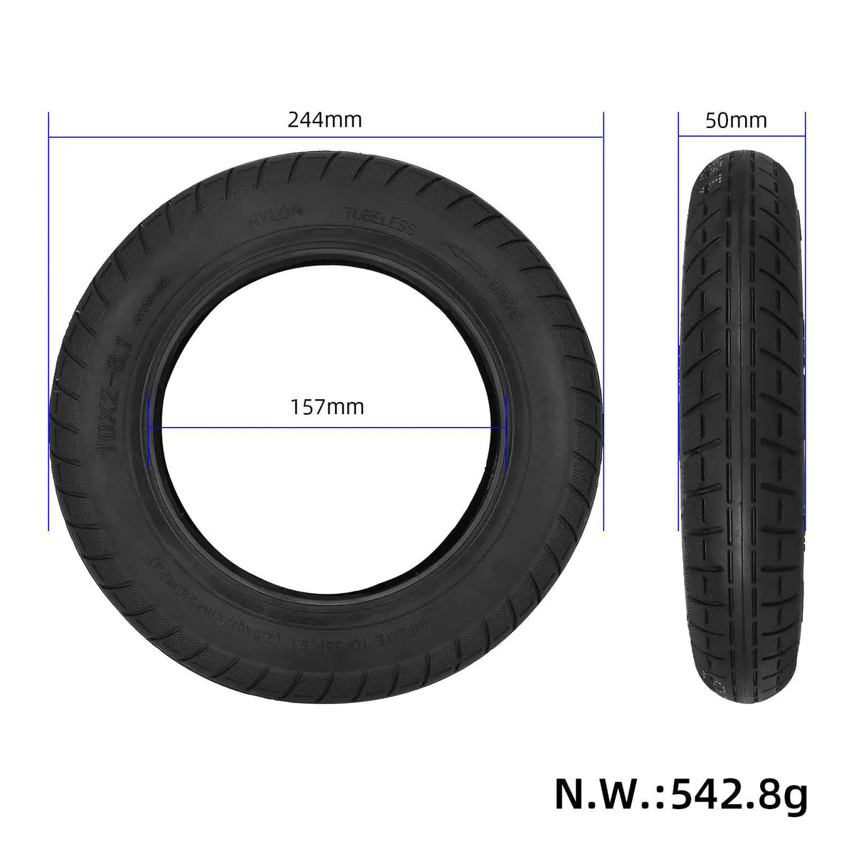 HT019 10 by 2–6.1 scooter tyre — supplier photograph