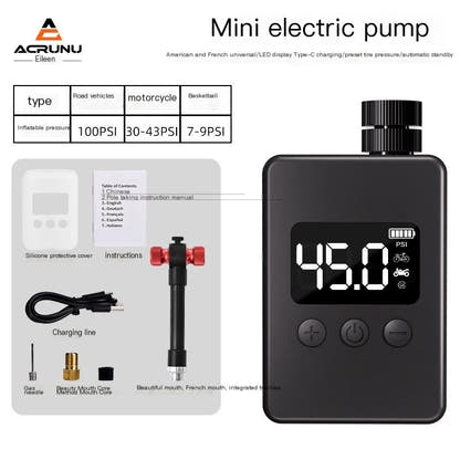 Grey ACRUNU mini electric pump with digital display and supplier accessory reference