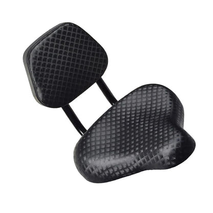 Black bicycle saddle and backrest shown at an angle