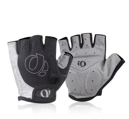 Black half-finger cycling gloves with grey palm — supplier reference