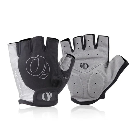 Black half-finger cycling gloves with grey palm — supplier reference